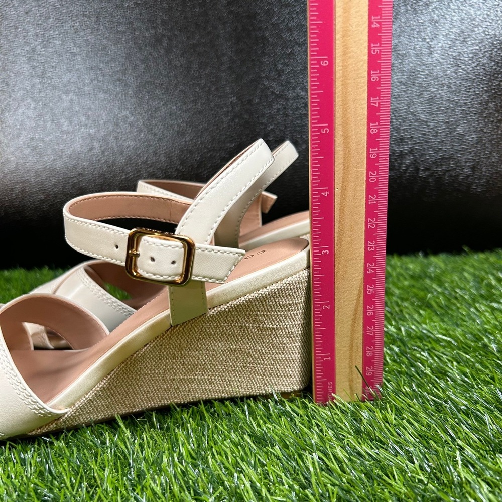Cole Haan Grand 360 Wedge Sandals Womens size 7 Cream Leather Strappy New - Picture 5 of 13
